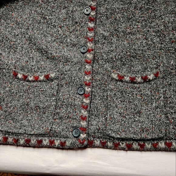 Vintage Woolrich Heather Gray Decorative Trim Wool Blend Button Front Sweater - Picture 4 of 14